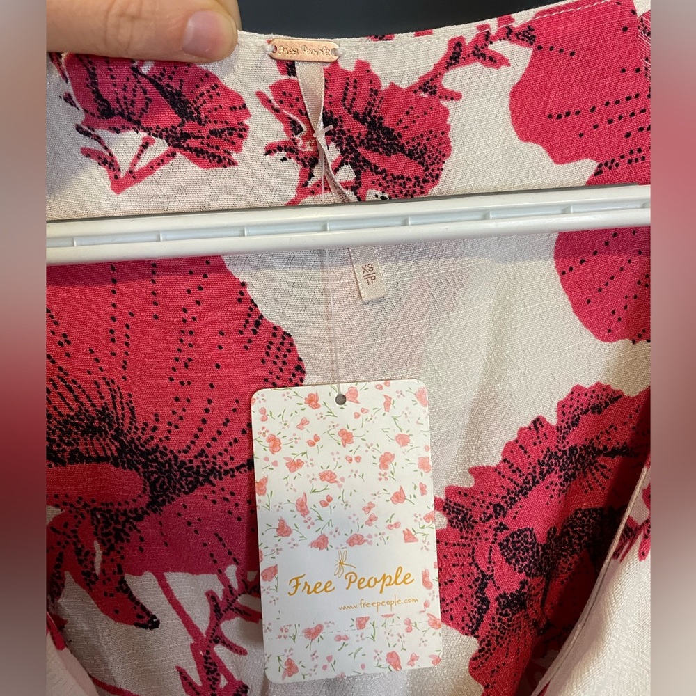 Free People Pink and White Floral Wrap Dress - Picture 3 of 7